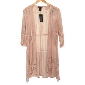 NWT Lolla Rose Kimono Lace Duster Dusty Pink Size Medium
